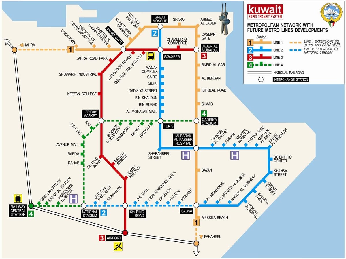 χάρτης του κουβέιτ μετρό
