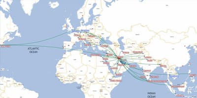 Χάρτης της kuwait airways προορισμούς